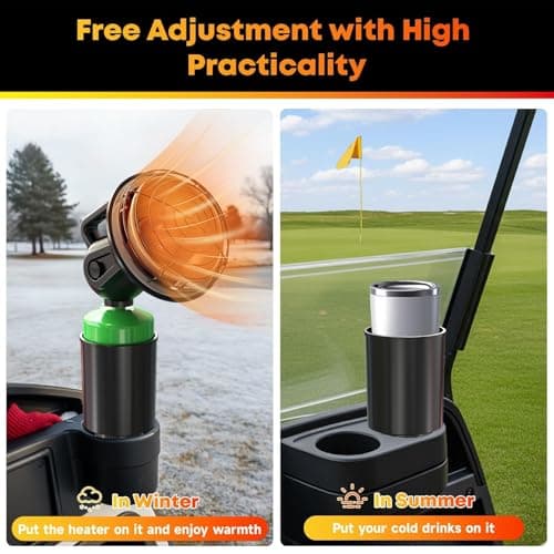 Golf Cart Cup Holder & Propane Heater Holder Universal Adjustable, Fits EZGO, Club Car, Yamaha, Higher Cup Holder for Securely Holds 16 oz Propane Tanks, Golf Cart Heaters & Large Drink Container - Thumbnail 2