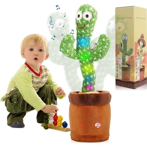 MIAODAM Dancing Cactus, Talking Kids Toys Repeats What You Say, Tummy Time Toy 120 Pcs Songs for Baby Singing Cactus Mimicking Toy Funny Toys