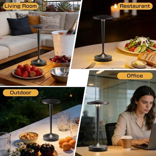 JALVDE Cordless Lamp Rechargeable LED Table Light,48Hrs Battery Operated Table Lamp,Potable Lamp with Stepless Dimming and Waterproof Lamp for Kitchen,Dining,Shower,Outdoor Patio,Camping (1PBlack) - Thumbnail 6