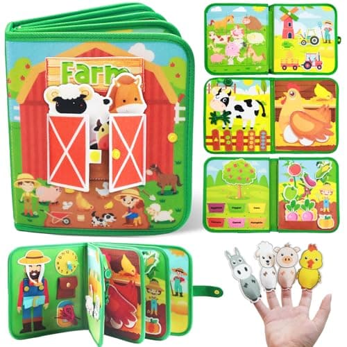 Teekdeer Busy Book for Toddlers 1-3 - Montessori Toys Busy Book for 1 Year Old Educational Learning Quiet Activity Books Airplane Toddler Travel Toys Birthday Gift