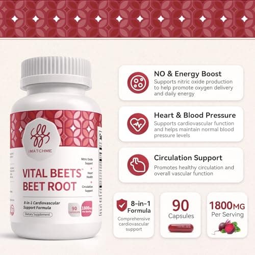 Beet Root Capsules 1800mg Heart & Cardiovascular Support 20:1 Extract - Thumbnail 3