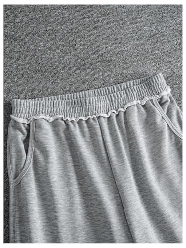 VIPWOLF Men's Stacked Baggy Sweatpants Drawstring Waist Straight Leg Track Pants Streetwear Grey Baggy Medium - Thumbnail 4