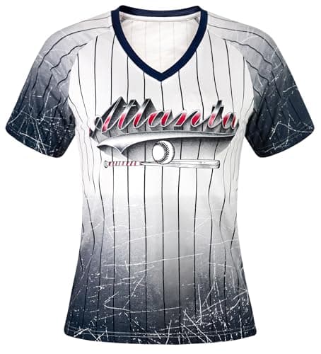 Simapak Womens Baseball Pinstripe Fans Athletic City Raglan T-Shirts - White & Navy (Size:3XL) - Image 1