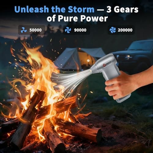 Electric Air Duster 200000RPM Brushless Motor, Cordless Compressed Air Blower with 4 Nozzles & 2 Brushes, 85m/s Powerful Rechargeable Cleaner for PC, Car, Keyboard & Electronics (Silver) - Thumbnail 3