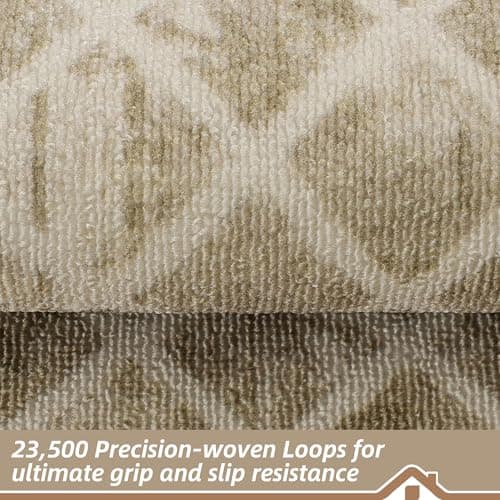 BEQHAUSE Stair Treads for Wooden Steps Non-Slip Indoor Stair Runner Washable Carpet For Stairs Self-Adhesive Stair Rug for Elders Kids and Pets, 8X30 In, 15 PCS, Geometric Diamond Pattern, Light Brown - Thumbnail 5