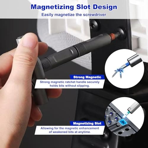 42 in 1 Magnetic Screwdriver Set, magnetic ratchet screwdriver set, Detachable ratcheting t handle, Portable Storage box, multitool set, Kit for Furniture, Electronics, Computer, Bike Repairs - Thumbnail 4