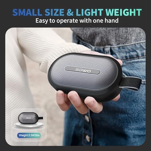 SOWO Wireless Portable Small Speaker, Ultra Magnetic Bluetooth Speaker for Golf Cart, Coverless IP67 Waterproof, 24 H Playtime, Pro Sound, Clip Hanging Design for Outdoor, Indoor - Black - Thumbnail 3