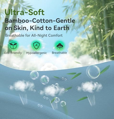 LC-dolida Bamboo Cotton Weighted Bluetooth Sleep Masks, 3D Weighted Sleep Masks with Bluetooth 5.4 Headphones, Total Blackout Bluetooth Sleep Mask for Women Men, Weight Eye Mask for Sleeping, Ash Blue - Thumbnail 2