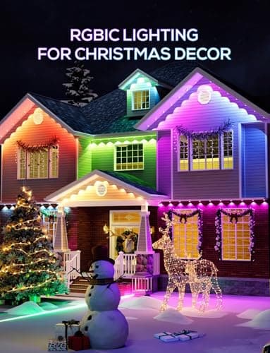 Permanent Outdoor Lights for House, 100ft AI Smart Eave Lights with 60 LED Lights, 66 Scene Modes with App/Remote Control for Christmas Decor, IP67 Waterproof, Compatible with Alexa, Google Assistant - Thumbnail 2