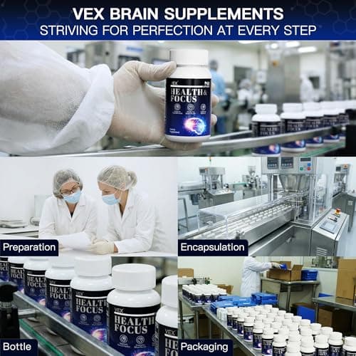 VEX Brain Supplements for Memory and Focus Contain Vitamin B12 folic Acid acetylcysteine Purslane Lion's Mane Mushroom and Ginkgo biloba extracts—for Brain Health 60 Capsules - Thumbnail 6