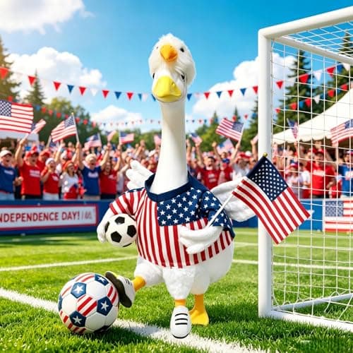 Soccer Porch Goose Outfits, Football Geese Duck Statues Clothes Art Decor - Thumbnail 2
