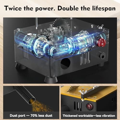 Super Mini Table Saw for Crafts,[Dual Motor & Switches] 7 Speeds MAX 200W Multifunctional Table Saw with 122+ Accessories, Cut/Engrave/Polish/Drill, Compact Design for Model Making, Gift for Creators - Thumbnail 3