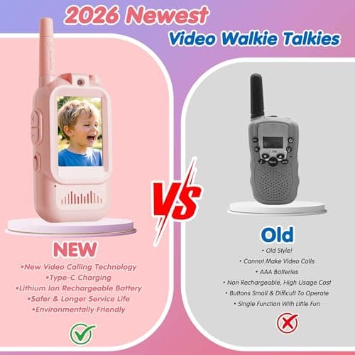 Gaotra Video Walkie Talkies for Kids, 2 Pack, 400meter Long Range Rechargeable，Voice Changer ，HDCamera, for Outdoor Backyard Camping Games, Toy Gift for Boys Girls Ages 3-10，Pink+Blue (Pink+Bule) - Thumbnail 3