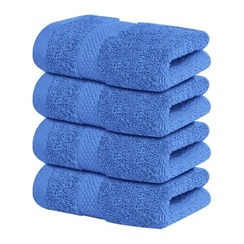 Infinitee Xclusives Luxury Wash Cloths for Showering [13x13] – 100% Cotton Washcloths [Pack of 4], Soft and Absorbent Face Towels for Bathroom Wash Clothes, Gym, and Spa (Eloquent Blue) - Image 1