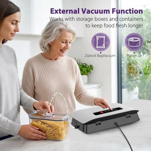 Food Vacuum Sealer Machine, 8-in-1 Food Vacuum Saver Sealer V20 with Moist & Dry Mode, External VAC, Bags and Cutter Included, Compact Lightweight Food Sealer for Home Kitchen Storage & Meal Prep - Thumbnail 3