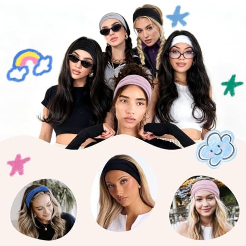 4PCS Headbands for Women, Non Slip Workout Headband Wide Sport Head Bands, Stretchy Headbands for Women’s Hair, Thick Elastic Head Bands Sport Sweat Bands, Knotted Hairbands for Yoga Gym Washing Face - Thumbnail 6
