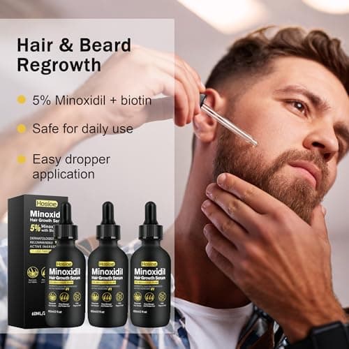 5% Minoxidil Hair Growth Serum for Men and Women Hair Regrowth Treatment,Topical Minoxidil for Beard Growth(3Packs) - Thumbnail 5