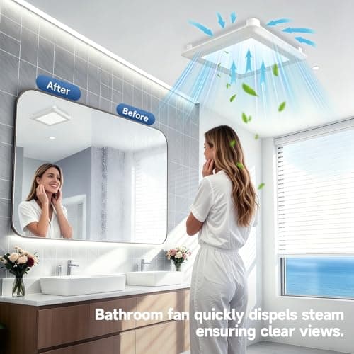 AHAWILL 8" Ultra Quiet Bathroom Exhaust Fan with Light,80 CFM,1.0 Sones,5CCT Dimmable,1000LM Ceiling Mount Bathroom Fan,Bathroom Vent Fan with Light,ETL & FCC Certified - Thumbnail 6