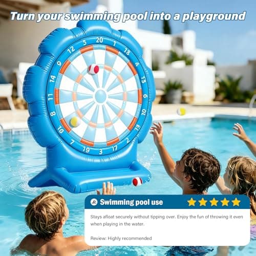 Best Pool Toys for Kids Teen Adult, Inflatable Dart Board Toss Pool Games with 10 Sticky Balls, Swimming Pool Floats Toys for Yard, Beach, Indoor & Outdoor Play, Summer Party Birthday Gift Age 4-12 - Thumbnail 6