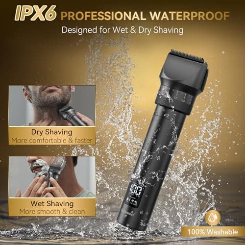 Beard Trimmer for Men - 42 Adjustable Length Settings Hair Clippers, Professional Body Hair Trimmer for Men Precision Facial Hair Trimming IPX6 Waterproof Nose Trimmers LED Display Mustache Trimmers - Thumbnail 6