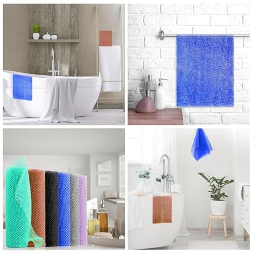UJFQBH 6 Pieces African Bath Sponge African Net Long Net Bath Sponge Exfoliating Shower Body Scrubber Back Scrubber Skin Smoother,Great for Daily Use (Purple, Gray, Blue, Black, Brown, Green) - Thumbnail 6