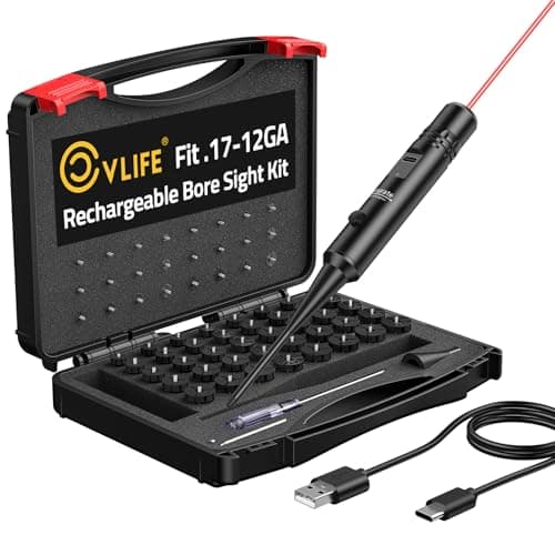 CVLIFE Rechargeable Red Bore Sight Laser Kit with 64 Adapters, Professional Bore Sighter for 0.17 to 12GA Calibers, Multi-Caliber Laser Bore Sight with Button Switch for Hunting