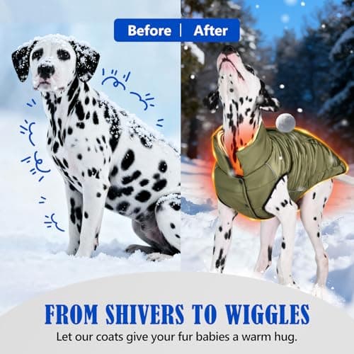 Dog Winter Puffer Jacket Waterproof, Reflective Furry Fleece Lined Dog Coats for Small Medium Dogs, Warm Snow Coat, Insulated Cold Weather Dogs Vest Jackets with Leash Hole, Olive - Thumbnail 4
