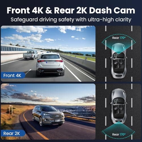 Yonvim 4K+2K Dash Cam Front and Rear, 5G WiFi GPS, 32GB Card Included, 3.39" Screen Dual Dashcam, G-Sensor, 24H Parking Mode, WDR, Dash Camera for Cars - Thumbnail 6