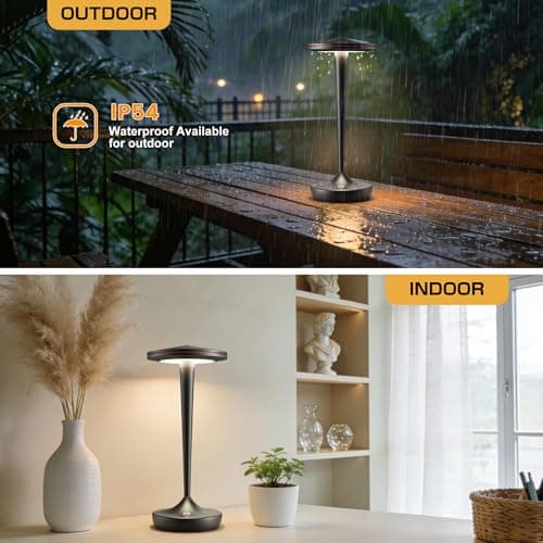 JALVDE Cordless Lamp Rechargeable LED Table Light,48Hrs Battery Operated Table Lamp,Potable Lamp with Stepless Dimming and Waterproof Lamp for Kitchen,Dining,Shower,Outdoor Patio,Camping (1PBlack) - Thumbnail 5