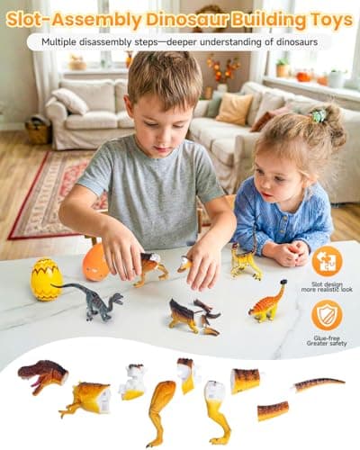 ECOHDT 8Pcs Lifelike 3D Puzzles for Kids,Dinosaur Building Toys for 5 6 7 8+ Year Old Boys Girls,Slot-Assembly Building Blocks,Dinosaur Realistic Figures Set,Educational Toys Ideal for Class,Party - Thumbnail 4