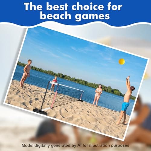 Portable Pool Volleyball Net System -4th of July Celebration Adjustable 16.5-26.5FT Length Net Includes 2 Water Volleyballs, Heavy-Duty Water-Filled Base Perfect for Pickleball, Tennis & Pool Games - Thumbnail 6