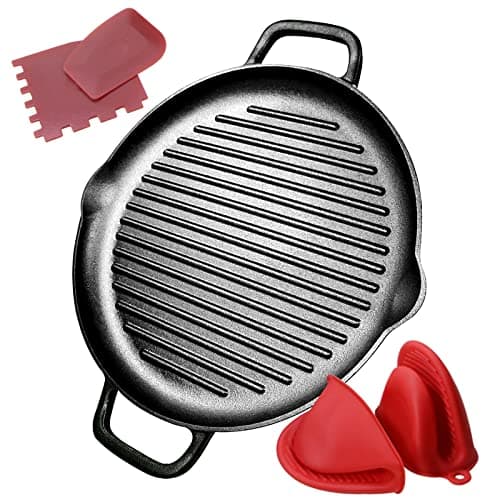 Cast Iron Grill Pan, 12.6 inch Griddle Pan with Dual Handles, Pre-Seasoned Heavy-Duty Cast Iron Skillet for Stovetop, Oven, Indoor & Outdoor BBQ Use - Image 1