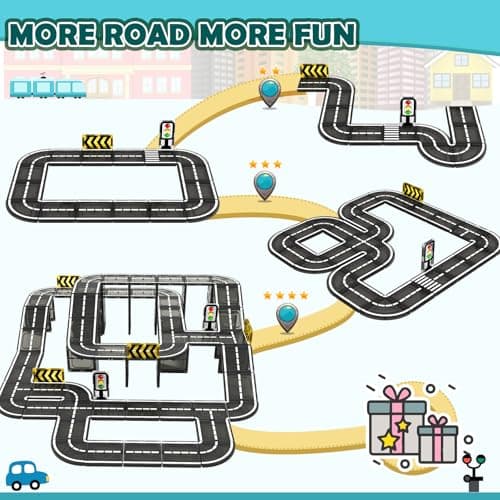 IGIVI Magnetic Tiles Road Expansion Pack, STEM Magnet Building Blocks for Toddler Kids Toys, Montessori Educational Toys for 3+ Year Old Boys & Girls, Creative Toy Gifts for Kids - Thumbnail 5