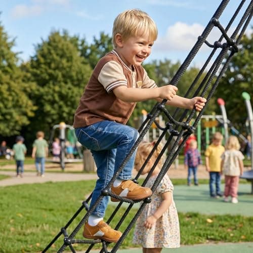 STQ Toddler Boys Shoes Wide Toe Box Barefoot Shoes Boy Sneakers Kids Tennis Shoe Preschool Breathable Non Slip Flexible Lightweight Comfortable Walking Running Gym Outdoor Brown Little Kid Size 11 - Thumbnail 3