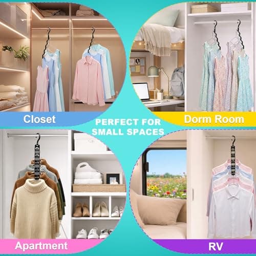 Closet Organizers and Storage,Upgraded Organization and Storage Clothes Hanger,12 Pack College Dorm Room Essentials,Sturdy Closet Organizer Home Essentials Space Saving Hangers for Thick Clothe - Thumbnail 5