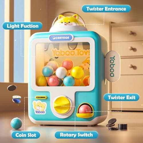 Skirfy Vending Machine Kids Toys 10 Empty Eggs Mini Vending Machine Erasers Operated Gumball Prize Machine Maker Game Claws Machine Christmas Game Sensory Toys Dolls Gifts（Blue） - Thumbnail 5