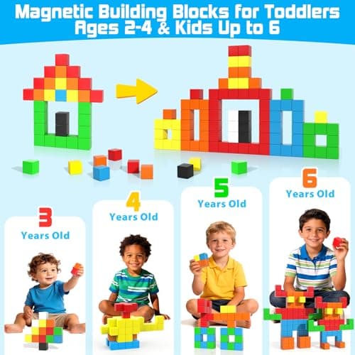 48PCS Magnetic Blocks for Toddlers Outdoor Toys, Large Magnetic Cube Toy for Sensory Montessori Education Preschool Magnet Toys for 3 4 5 6 Year Old Boys and Girls - Thumbnail 3