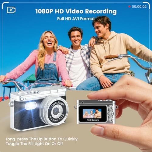 Mini Keychain Camera, 1080P Retro Keychain Digital Camera with 32G SD Card, Tiny Video Thumb Camera with 0.96" Screen, Teens Portable 20g Pocket Camcorder with Flash for Vlogging, Travel, and EDC - Thumbnail 4