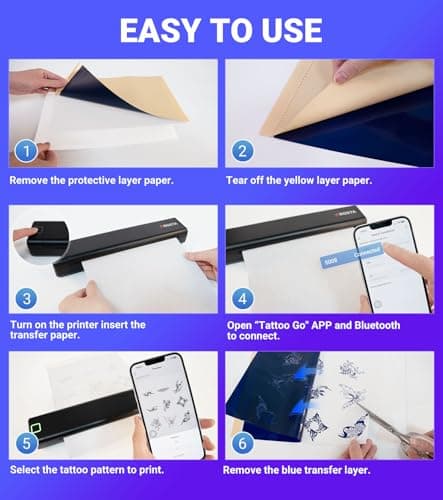 ORGSTA Tattoo Stencil Printer, Wireless Thermal Tattoo Printer with 10pcs Transfer Paper, Compatible with Phone/Tablet/PC, Tattoo Supplies for Tattoo Artists & Beginner - S008 - Thumbnail 4