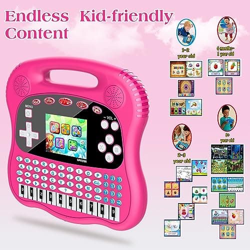 Interactive Early Learning Tablet - Educational Toys for Ages 2+ - Abc's, Words, Shapes, Numbers, Games, Music - Encourages Independent Play - Electronic Toys Gifts (Pink) - Thumbnail 6