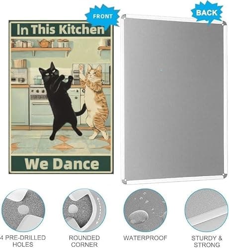 Carastora Funny Cat Kitchen Wall Decor – Vintage Metal Tin Sign for Home, Cafe, or Bar, Retro Cooking Theme Wall Art, 12x8 Inch - Thumbnail 5