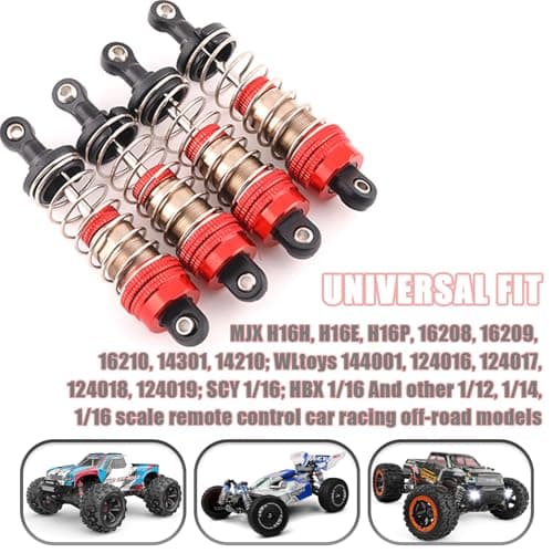 Oil-Fill Shock Absorbers for 1/14 1/16 1/12 RC Cars, 75mm Hydraulic Suspension Kit, DIY Refillable Dampers with Alloy Body, Compatible for MJX, HSP, WLtoys, SCY, FMS, Traxxas (Oil Not Included) - Thumbnail 3