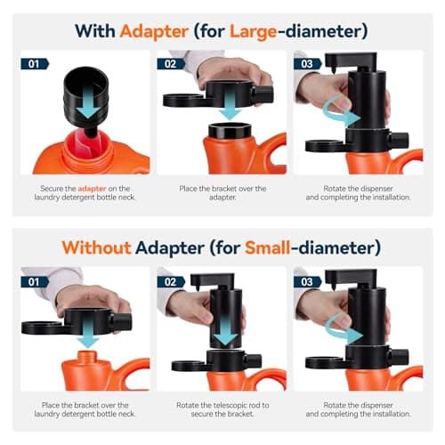 Electric Laundry Detergent Dispenser, Automatic Laundry Dispenser for Liquid Detergent, with Bottle Adapter, USB Recharg 8ml/s Flow, 5 Mode Smart Laundry Soap Pump for Laundry Room Organization, Black - Thumbnail 4