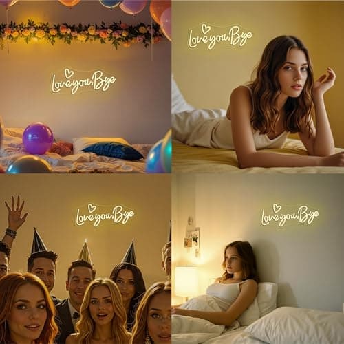 FAXFSIGN Love You Bye Neon Sign Above Door Led Light Neon Signs For Wall Decor Warm White Entryway Hallway Neon Light Graduation Bedroom Home Wedding Party Bar Modern Decoration Birthday Gift - Thumbnail 4