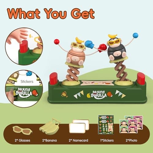 BDuck Board Games, Toddler Game Boxing Gorilla Punching Kids Toys, Educational Toys Preschool Games for Kids 4-6, Family Game 2 Players Children Aged 4 and Up - Thumbnail 6