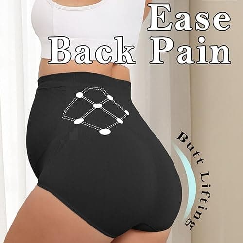 Y25D Maternity Underwear Seamless High Waisted Maternity Panties Over Bump Pregnancy Belly Support 1 Pack Black - Thumbnail 5