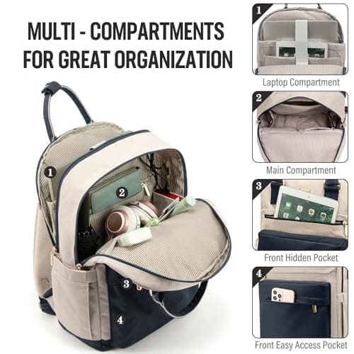LOVEVOOK Laptop Backpack for Women Men, 17.3 Inch Laptop Bag with USB Port Fashion Waterproof Backpacks Teacher Nurse Stylish Travel Bags Vintage Daypacks for College, Work - Thumbnail 2