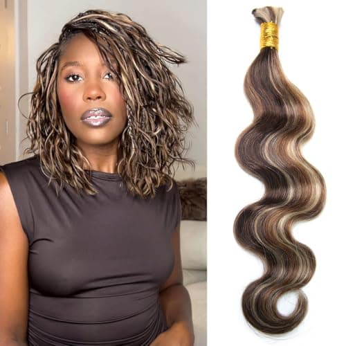 MsFan Boho Braiding Hair Body Wave 100% Virgin Human Braiding Hair 100G #4/27/30 Human Hair for Boho Braids 20 Inch