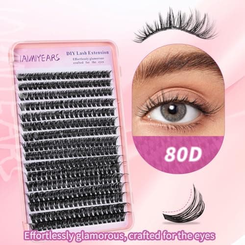 Lash Clusters Wispy 9-16mm 304pcs Volume Lash Extensions D Curvature Individual Lashes DIY Eyelash clusters Lashes fluffy false eyelashes(80D,0.07,9-16mm) - Thumbnail 4