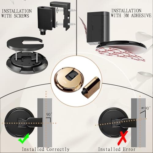 UBVIF No Magnetic Door Stopper, Adjustable, Mechanical Doorstop, Windproof Door Stop for Indoor, No Nails/Screws Needed,Heavy Duty Door Holder,Keep Door Open (1, Bright Gold) - Thumbnail 6